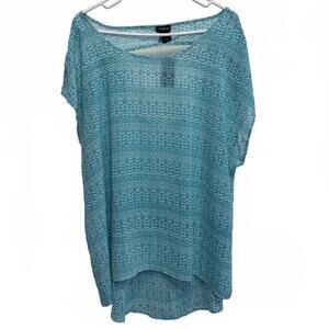 Torrid Teal Pattern High Low Open Back Top Plus Size 2X